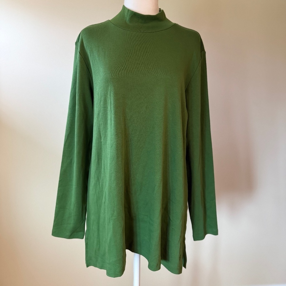 Issac Mizrahi Live! Regular Essentials Mock Neck Swing Long Sleeve Tunic